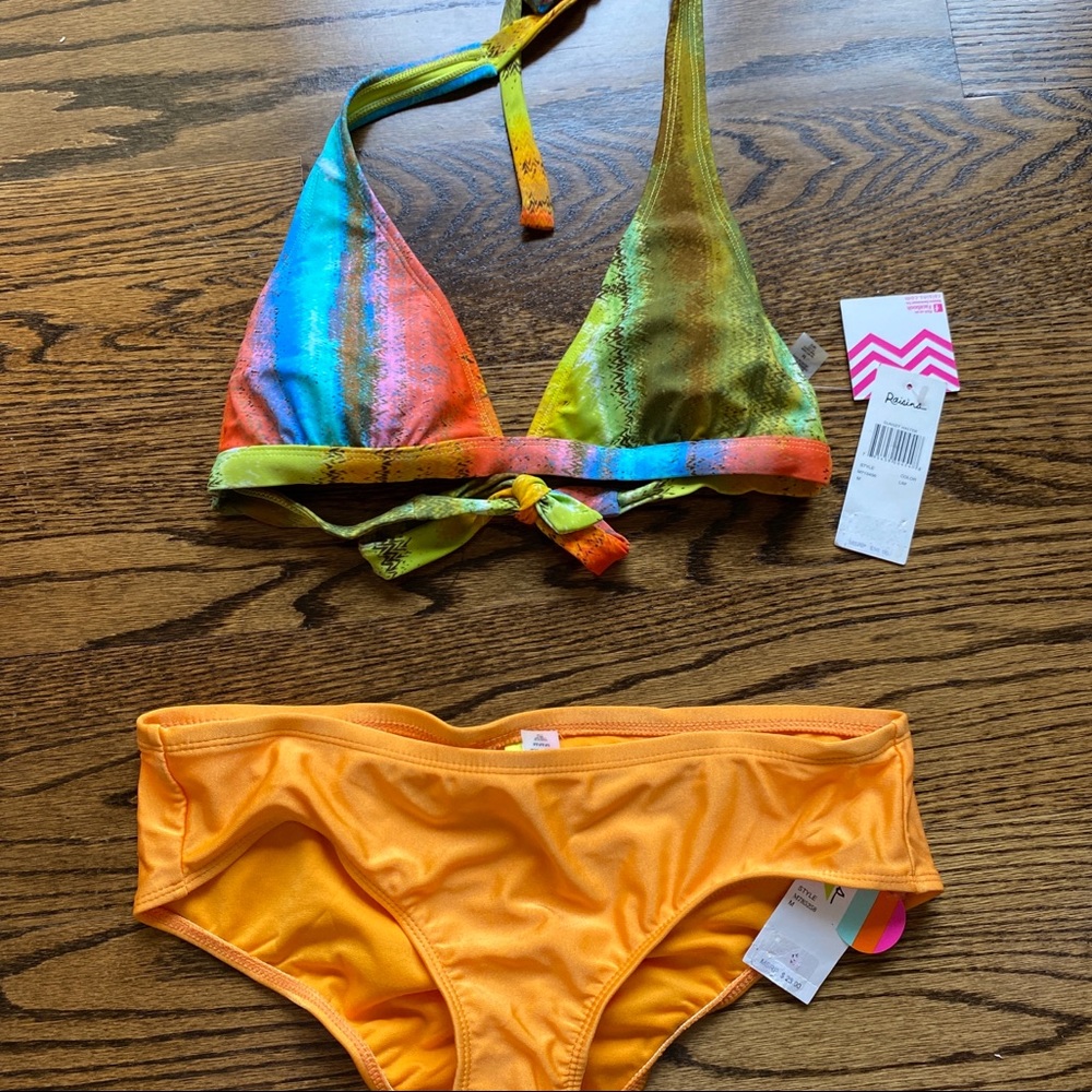 NWT Raisins 2-Piece Halter/Ruched Bottom Swim SET